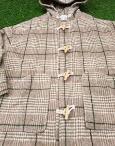 Imported Cozy Plaid Toggle Coat