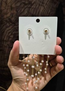 Round Pearls Tassel Earrings