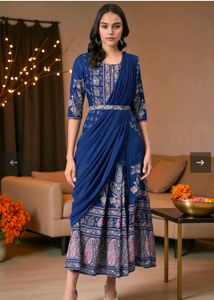 Elegant Blue Floral Ethnic Gown