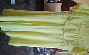Yellow Dress With Peral Design