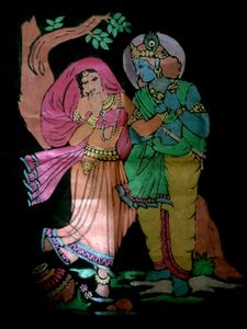 Radhe Krishna Cloth Painting
