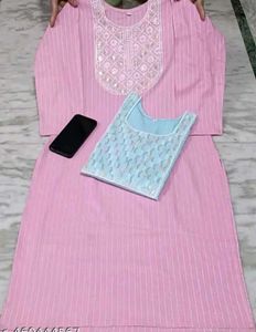 Elegant Cotton Kurti Combo (Pink &amp; Sky Blue)