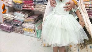 Beautiful Sparkle With Beads Green Frock