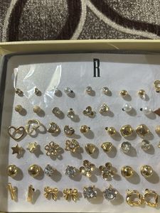 Stud Earring Set - Gold &amp; Crystal