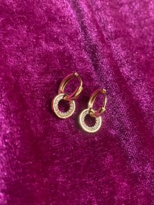 Sparkling AntiTarnish Circle Drop Earrings