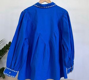 Zara Blue Embroidered Top
