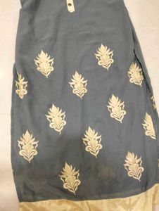Gray &amp; Gold Embroidered Kurti