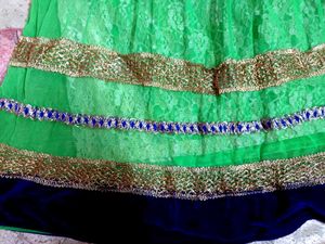 Elegant Green &amp; Royal Blue Traditional Lehenga