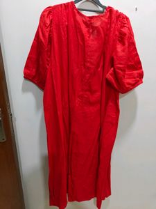 Red Linen Dress . Size XL. Fits Upto 3xl