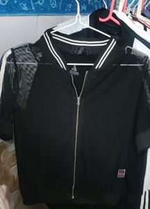 Black Mesh Bomber Jacket