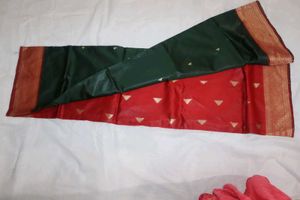 Elegant Green & Red Saree