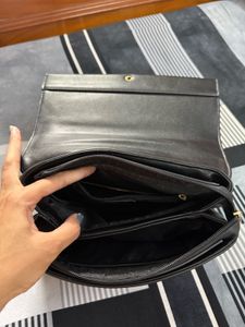 Black Satchel Handbag With Sling