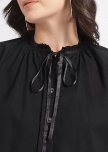 Chic Black Tie-Neck Top