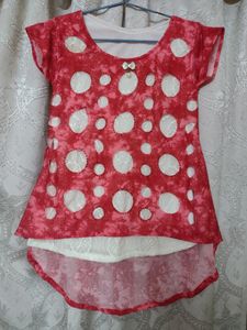 Red Dotted High Low Top