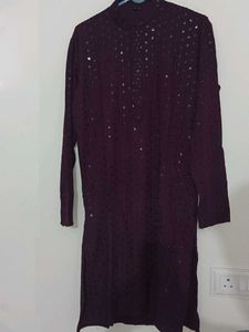 Maroon Lakhnavi Embroidery Kurta