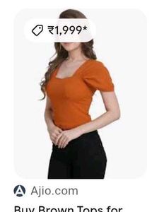 Cute Rusty Orange Puff Sleeve Top