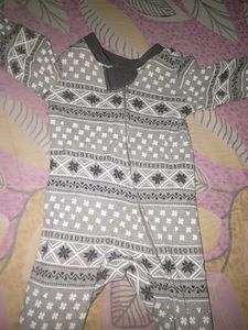 Grey Patterned Baby Onesie