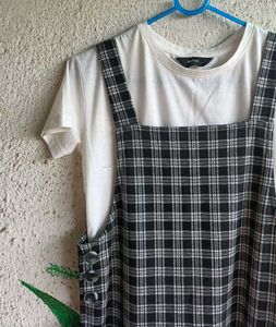 Plaid Overall Dress