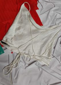 ✨White Zara Backless Top+ Crop knoted Top✨