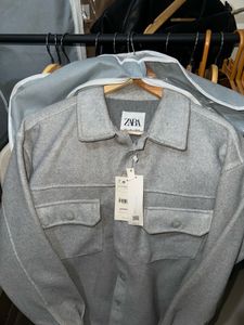 Grey ZARA cotton blended JACKET