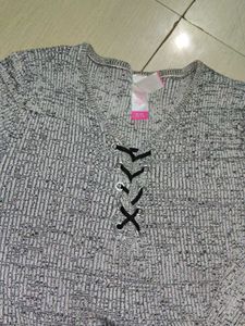 Grey Long Sleeve Mini Dress