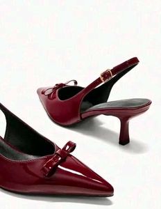 Burgundy Heels with Bow