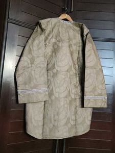 Women Beige Embroidered Silk Straight Kurta