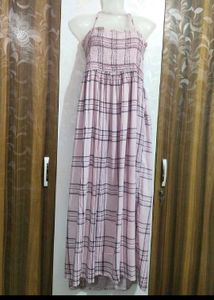 Pink Plaid Maxi Dress