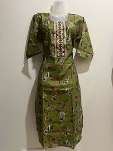 Green Floral Print Kurta