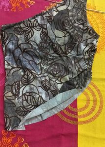 one shoulder brown floral ruched top