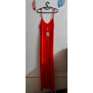 Zara (Spain) Size M Red Maxi Cotton Dress