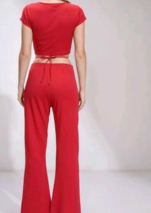 Red Crop Top &amp; Pant Co-ord Set