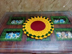 Crochet Sunflower Tabel Mat 🌼