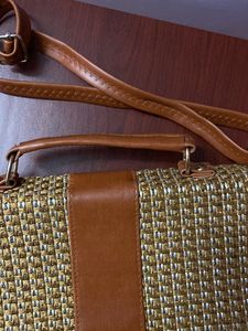 Brown Textured Sling Bag