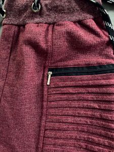 Burgundy Joggers with Zipper Detail