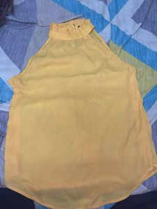 Yellow Halter Neck Sleeveless Top