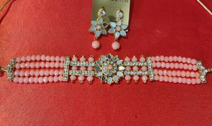 pink colour trending choker set