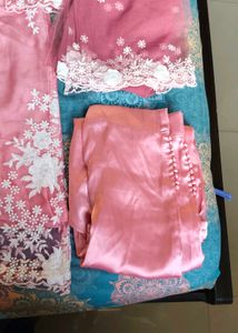 Pink Net Kurta Set