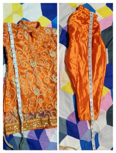 Orange Colour Mom And Baby Dress Combo