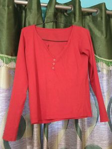 Red Long Sleeve Top