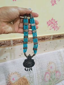 Blue Oxidised Necklace