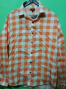 Orange Checked Shirt For Men