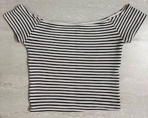 Striped Off-Shoulder Crop Top
