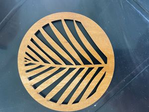 Leaf-Patterned Wooden Coaster Set