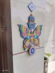 Wooden Butterfly Evil Eye Hanging For House