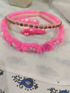 Combo Of 2 cute Pink Hairband+Hair clips