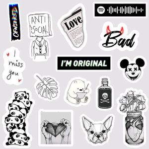AESTHETIC BLACK AND WHITE STICKERS