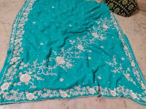 Moti Work Beautiful Design Saree No Blouse
