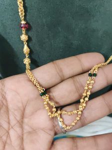 Elegant Gold &amp; Ruby Beaded Chain