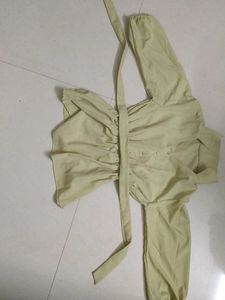 Green Tie-Front Blouse
